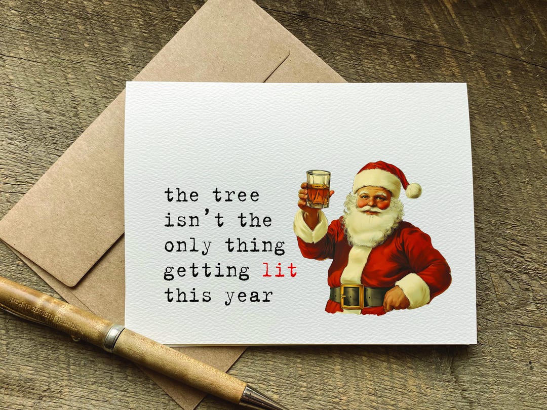 Tongue In Peach Funny Christmas Card - Dead Tree Eat Sweets Socks - View #5