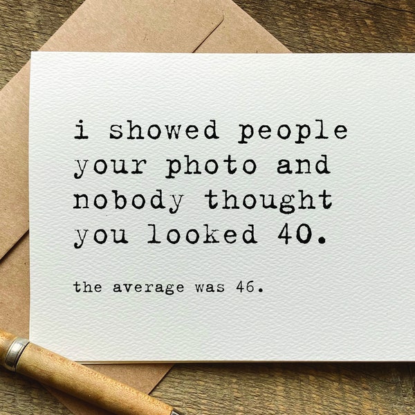 40th birthday card / nobody thought you looked 40 / funny birthday card for her / for him / snarky  humor / best friend birthday card