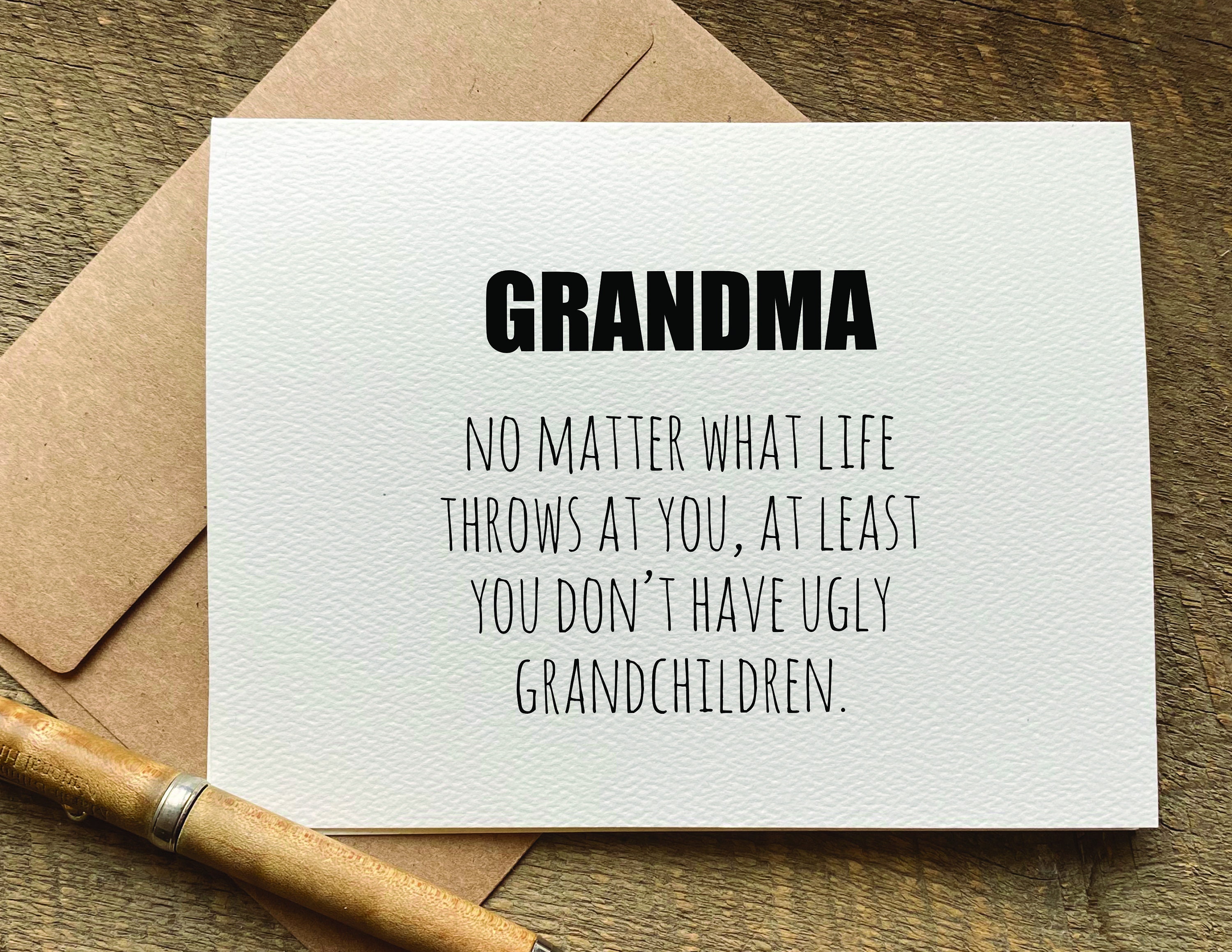 Lustige Muttertagskarte Mit Spruch 'At Least You Don't Have Ugly Children' – 20,3 X 13,5 Cm, Auf 300g/m² Papier, Mit Umschlag