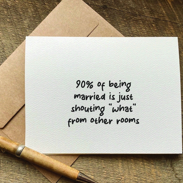 funny wedding card / 90% of being married / unique wedding gift for couple / anniversary card idea / funny anniversary card