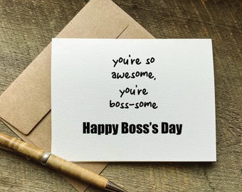 you're so awesome you're boss-some / boss's day card / card for boss / boss day gift / funny boss card / boss gift / funny boss's day gift