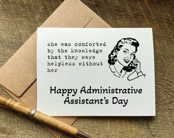 carte de fête pour professionnel de l'administration / elle a été réconfortée par la connaissance / cadeau de fête pour secrétaires / carte de fête pour assistant professionnel