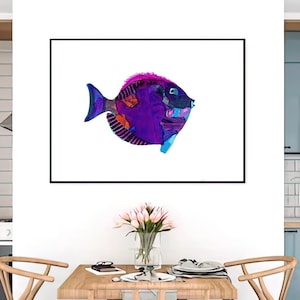 Striped Electric Fish Psychedelic Collage | Artistic Marine Artwork