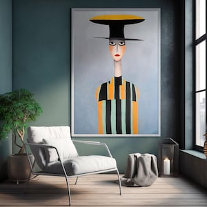 Opera d'arte di Modigliani: elegante dipinto decorativo ispirato ai ritratti moderni, ideale come arte per la casa al mare