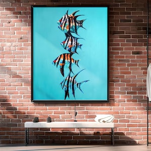 Tropical Fish Painting | Colorful Artistic Fish Wall Art | 24x36 Aquatic Marine Artwork