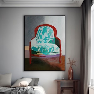 Colorful Artistic Chair – Abstract Pattern Armchair – Modern Nordic Statement Seat