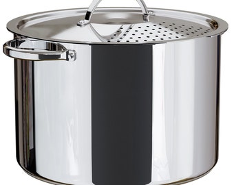 Stainless Steel Pasta Pot with Locking Strainer Lid - 5.5 Quart Large Capacity Cooking Pot | Twist & Lock for Easy Drain, No Colander
