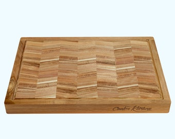 Extra Large Acacia Wood Cutting Board - Large Wooden Cutting Board for Kitchen w/Juice Grooves and Handles