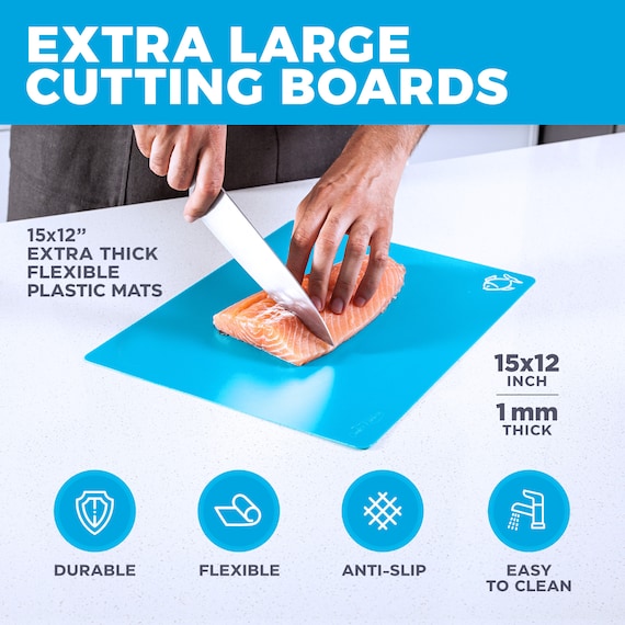 Extra Thick Flexible Cutting Mats With Food Icons & ez-grip Back set of 4 