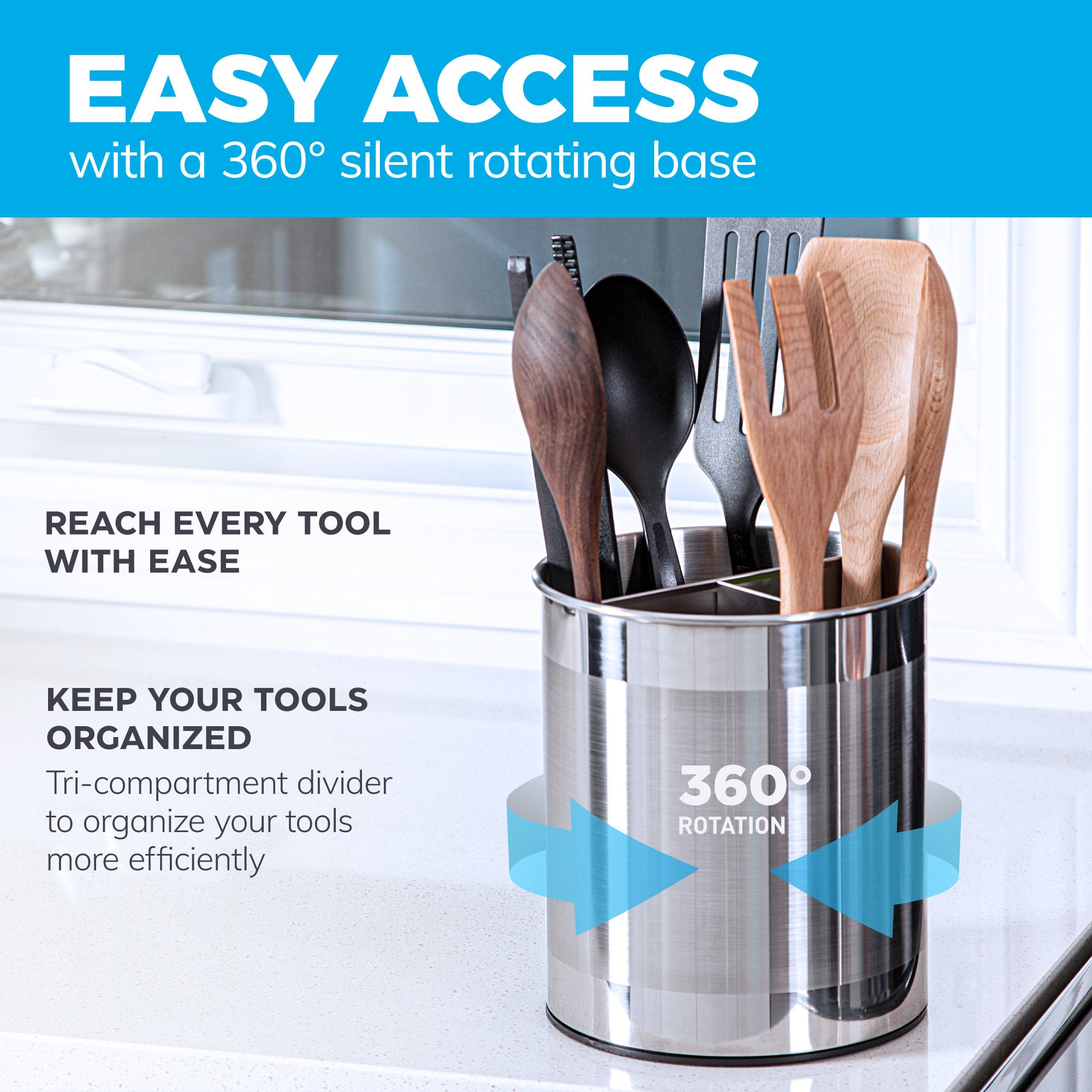 Extra Large Rotating Utensil Holder Caddy With Sturdy Notip Etsy