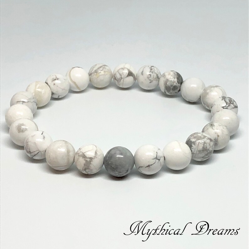 Reduces Stress Patience Natural Handmade 8mm Howlite Bracelet Gemstone Gift Guardian Stone