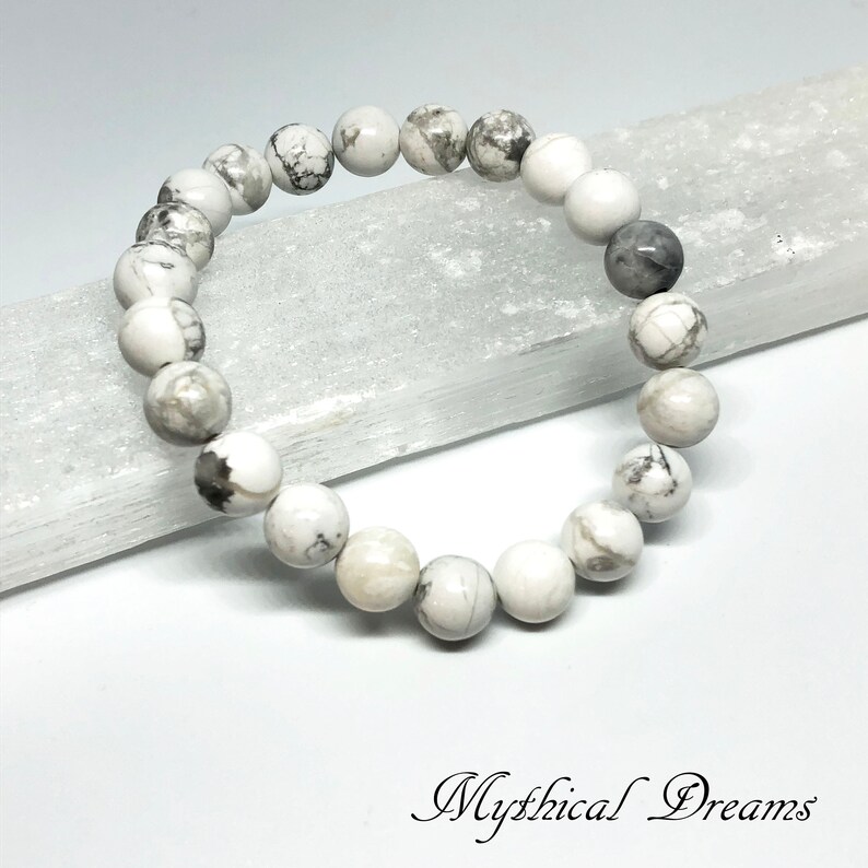 Reduces Stress Patience Natural Handmade 8mm Howlite Bracelet Gemstone Gift Guardian Stone