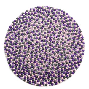 Felt Ball Rug- Purple Multicolour Carpet-40cm Wool Felt Rug-Room Felt Carpet-Fair trade-100% Wool-Home Nursery Decor-Organic-Housewarming