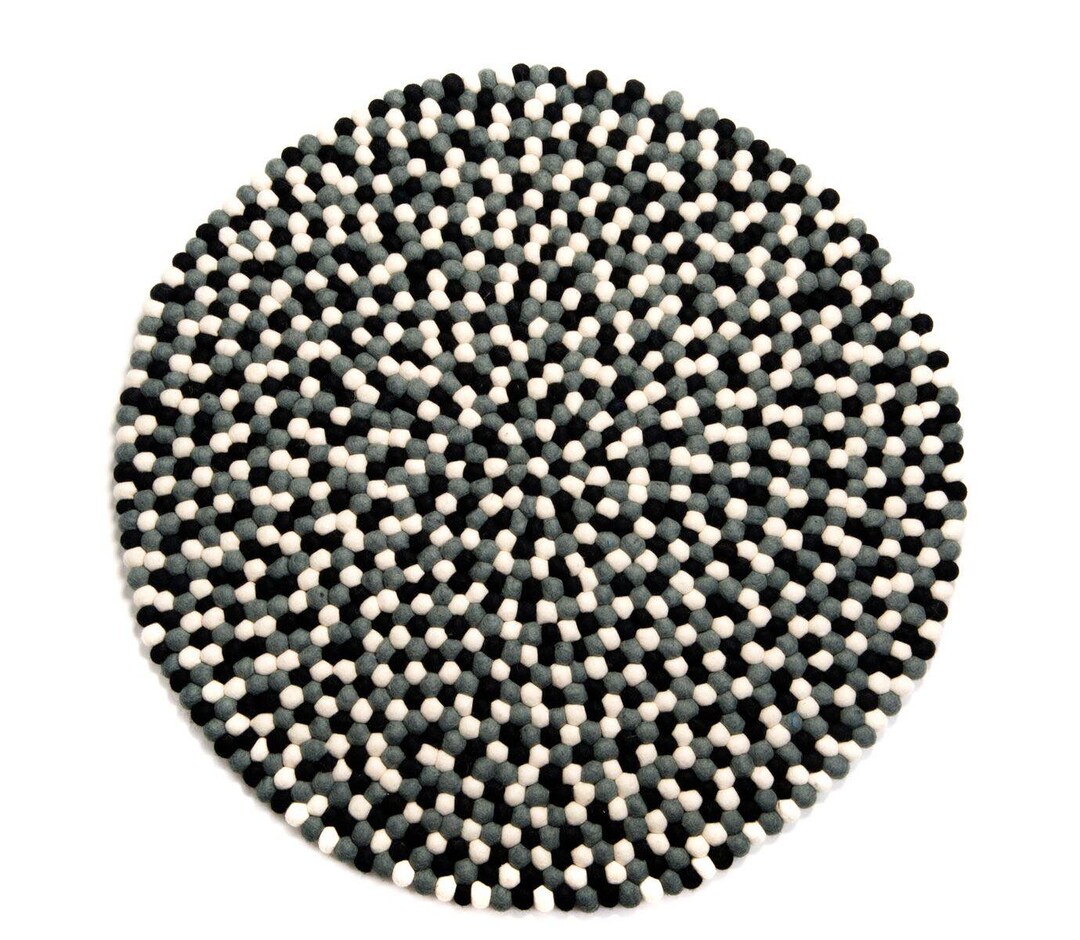 Felt Ball Rugblack White Felt Carpet40cm Wool Felt Rugroom Felt