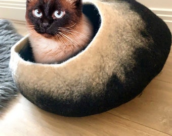 Cueva para gatos, cama para gatos, cama para mascotas, casa para gatos, muebles para mascotas, ecológica, lana 100 % natural, casa para gatos, cama decorativa para gatos, orgánica, regalos para mascotas, envío gratuito
