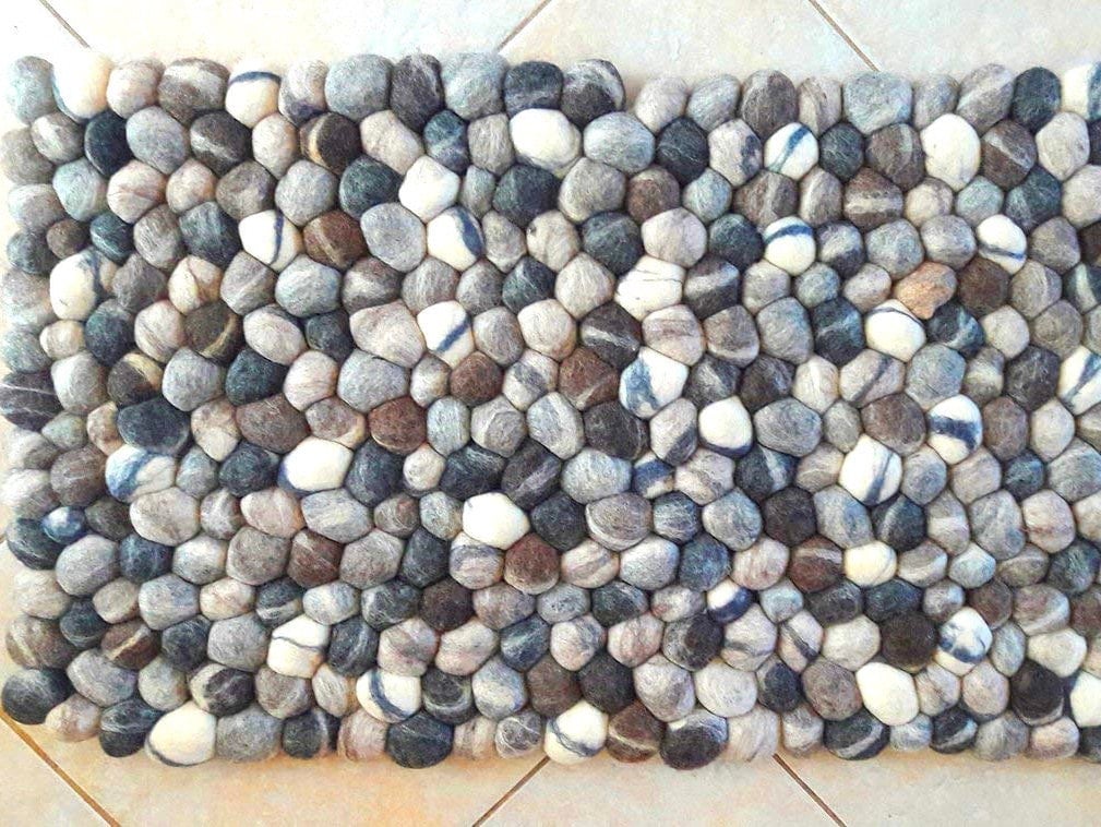 Rugs-Felt Ball Rugs-Felt Rugs-Grey Felt Carpet-Room Felt Rugs-Bathroom rugs-Home Nursery Decor-Organic-Natural-Family Gift-FREE SHIPPING