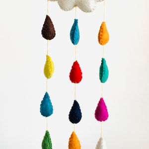Felt Decoration-Rainbow Drops-Natural Eco Friendly-Cloud Rainbow Felt Decor-Rainbow baby mobile-Cloud Rainbow Nursery Decor Ornaments-Baby