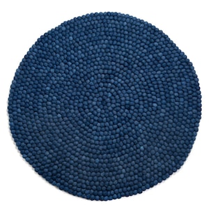 Felt Ball Rug- Blue Wool Felt Carpet-40cm Wool Felt Rug-Room Felt Carpet-Fair trade-100% Wool-Valentines -Nursery Decor-Organic-Housewarming