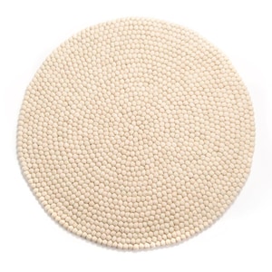 Rugs-Felt Ball Rug-Beige Rug-Cream Rug-Carpet-40cm wool felt rug-Room Felt Carpet-Fair trade-100% Wool-Nursery Decor-Free Shipping-Round Rug