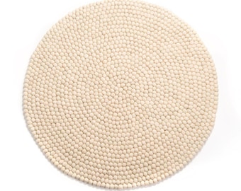 Felt Ball Rug-Cream Multicolour Carpet-40cm wool felt rug-Room Felt Carpet-Fair trade-100% Wool-Nursery Decor-Housewarming-Home Decor-Rugs