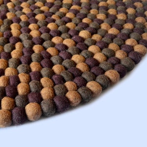 Felt Ball Rugs-Felt Rugs-Natural Brown Tone-40 cm-140 cm-Room Felt Carpet-Fair Trade-100% Wool-FREE SHIPPING-Felt Ball Round Rugs-Ecological