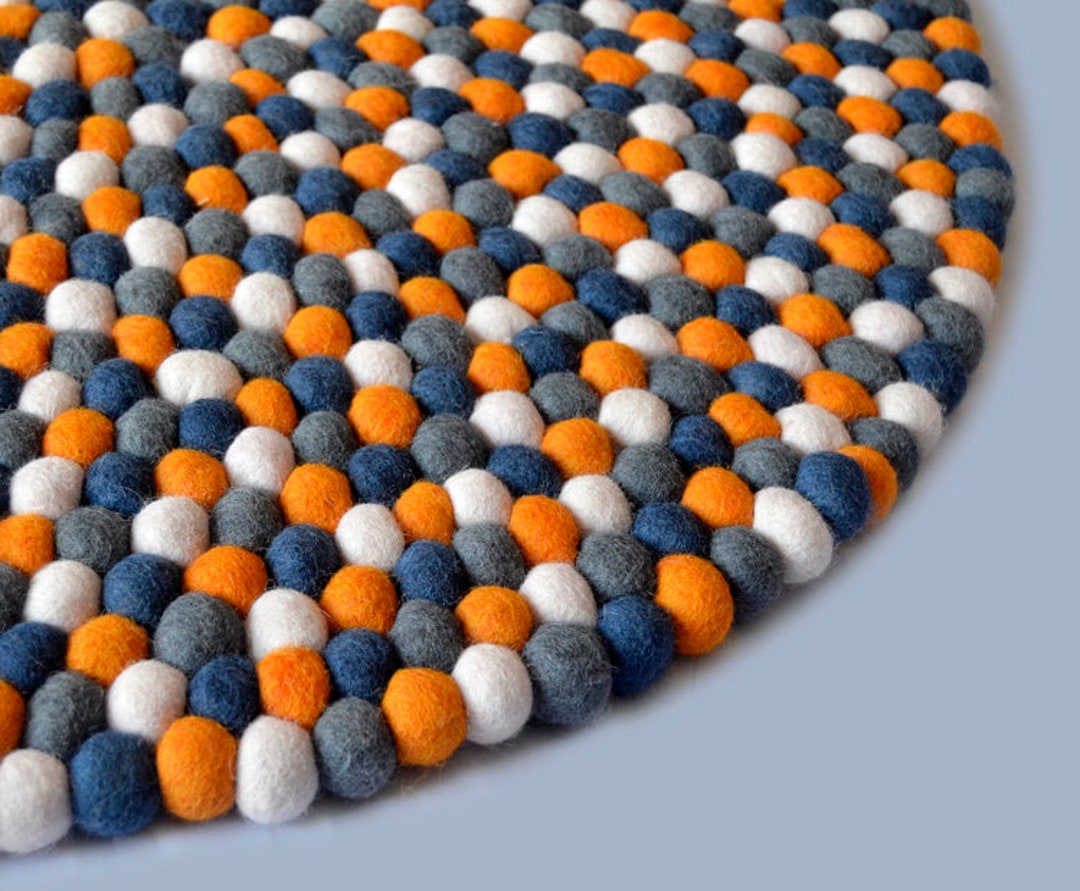 Felt Ball Rugmulticolour Carpet40cm Wool Felt Rugroom Felt Etsy UK