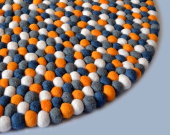 Felt Ball Rug-Multicolour Carpet-40cm wool felt rug-Room Felt Carpet-Fair trade-100% Wool-Nursery-Home Decor-Organic-Natural-FREE SHIPPING