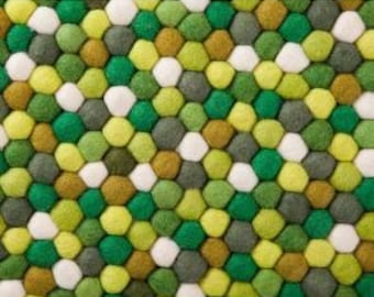 Multicolor Felt Ball Rug: Handmade Wool Carpet, Eco-Friendly Nursery Decor
