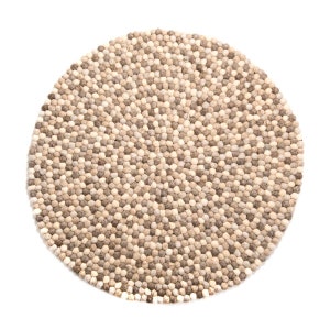 Felt Ball Rug-Cream Multicolour Carpet-40cm wool felt rug-Room Felt Carpet-Fair trade-100% Wool-Nursery Home Decor-Organic-Housewarming gift