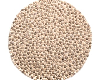 Felt Ball Rug-Cream Multicolour Carpet-40cm wool felt rug-Room Felt Carpet-Fair trade-100% Wool-Nursery Home Decor-Organic-Housewarming gift