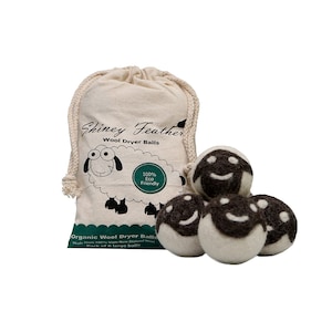 Filz Wolle Trockner Bälle-Weihnachtsgeschenke-Umweltfreundlich-Filz Pom-Poms Packung mit 6, Bio-Familiengeschenk---Natürliche Weichspüler-Bio Tragetasche-