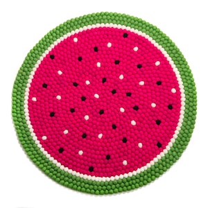 Felt Ball Rug-Watermelon Design Rug--120cm wool felt rug-Room Felt Carpet-Fair trade-100% Wool-Valentines -Nursery Rug-Organic-Housewarming