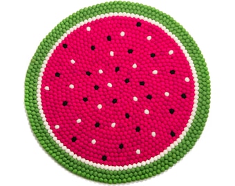 Wassermelone Filzteppich - 40cm Wollteppich fürs Kinderzimmer