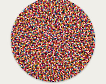 Felt Ball Rug-Multicolour Carpet-40cm wool felt rug-Room Felt Carpet-Fair trade-100% Wool-Nursery-Home Decor-Organic-Natural-FREE SHIPPING