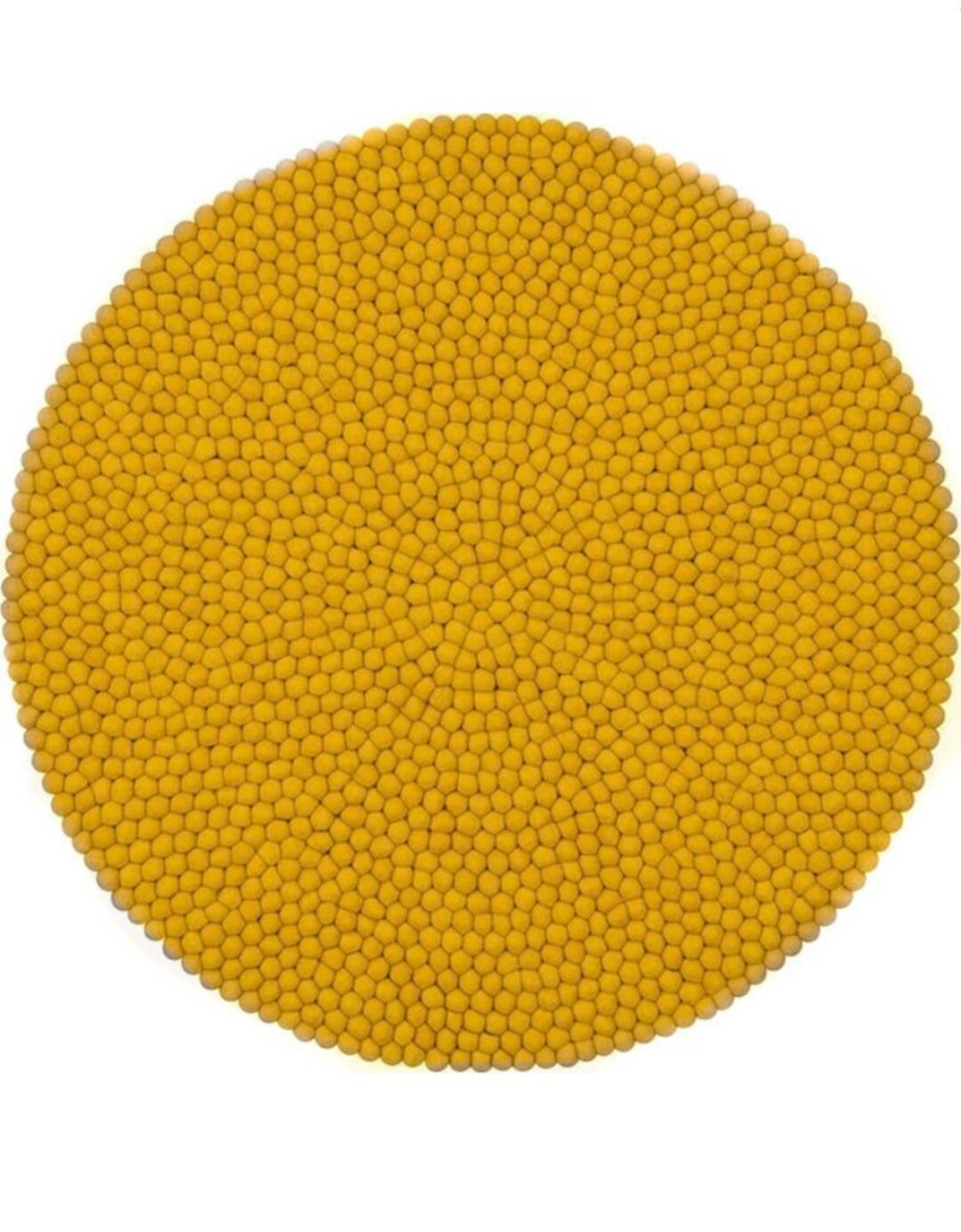 Felt Ball Rugyellow Felt Ball Rug40cm Wool Felt Rugroom Etsy UK