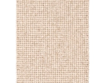 Wool Ball Custom Size Rug-Wool Ball Rug-Felt Ball Rug-Beige Oatmeal Carpet-40cm wool felt rugs--Fair trade-100% Wool-Free Shipping-Customize