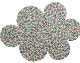 Felt Ball Rug-Multicolour Carpet-40cm wool felt rug-Room Felt Carpet-Fair trade-100% Wool-Valentines -Nursery Decor-Organic-Housewarming