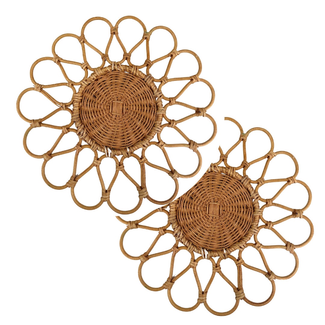 Natural Rattan Round Placemats / Chargers Etsy
