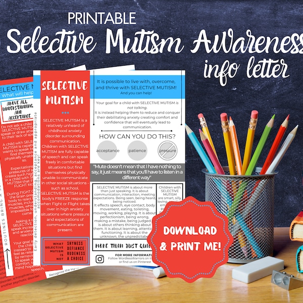 printable Selective Mutism Handout - color