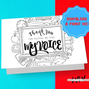Printable Thank You For Helping Me Find My Voice Karte