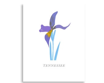 Tennessee State Flower, Tennessee Iris, Tennessee State Print, Tennessee Wall Art, Tennessee Home Decor, Tennessee Wall Print, TN Gifts,