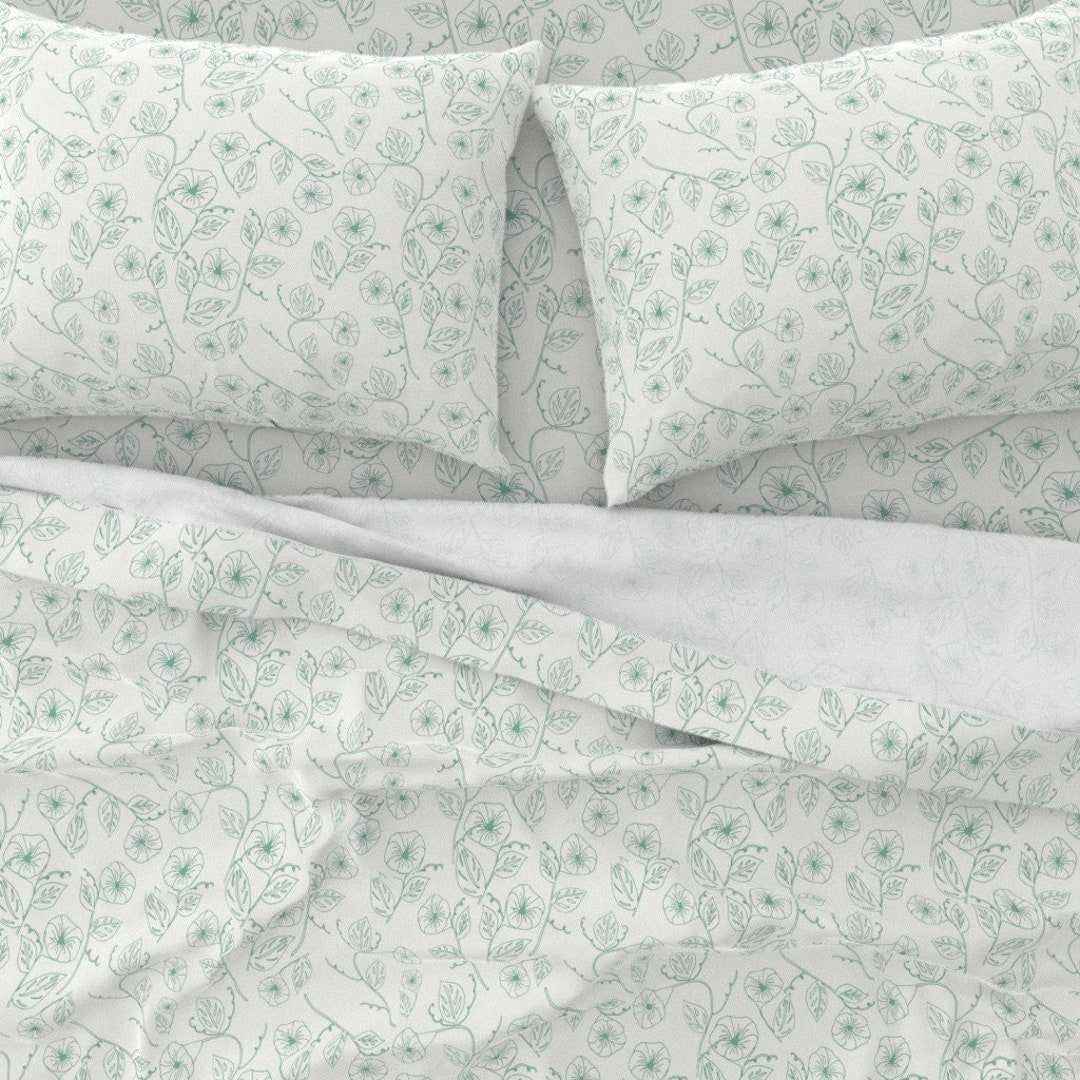 Summer Sheets, Morning Glory, Spring Sheet Set, Coastal Sheets, Jade