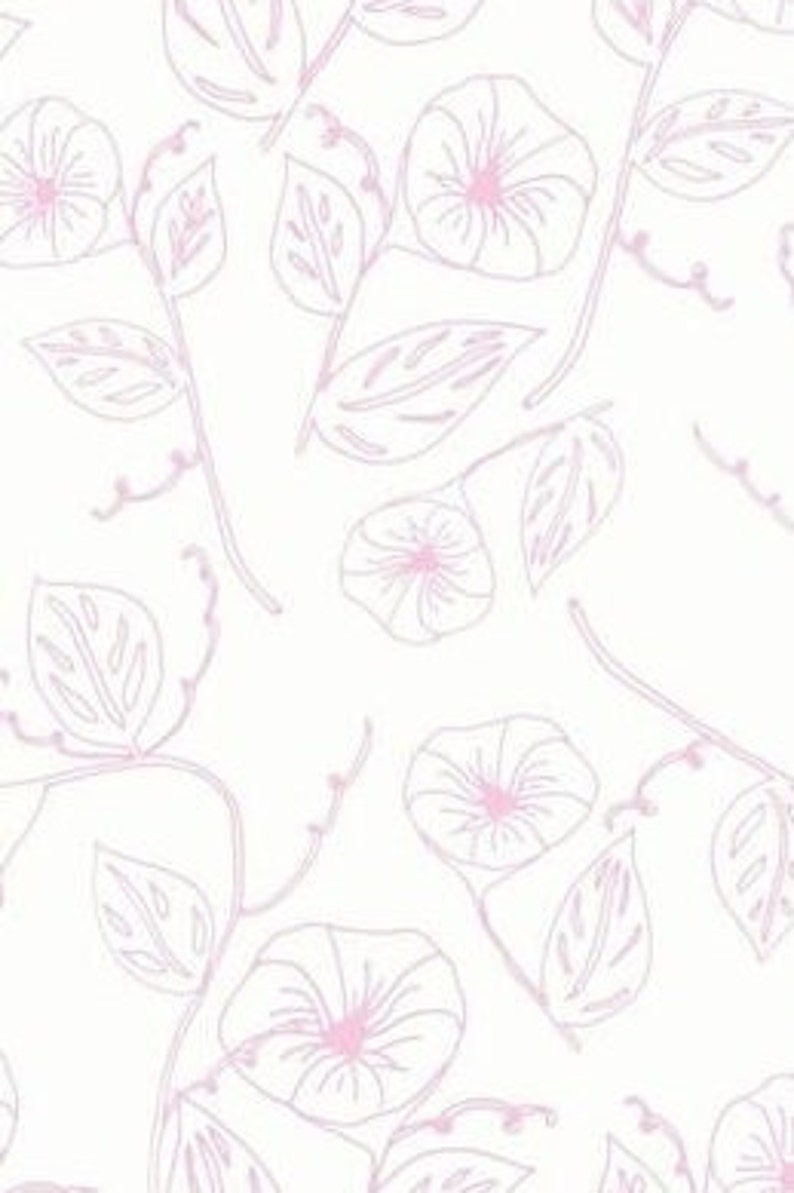 Morning Glory Pink and White Wallpaper, Minimal Floral Wallpaper, Pink