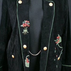Blazer in pelle scamosciata Giorgio Mobiani: patchwork con ricami floreali, taglia L