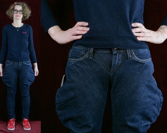 Miss Sixty jean new PANTS TROUSERS Italy galifer riding summer M blue denim riding breeches style panic wow unique fancy rave party 26/S