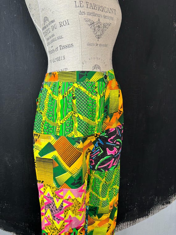 90s veg patchwork style psychedelic neon green pi… - image 5