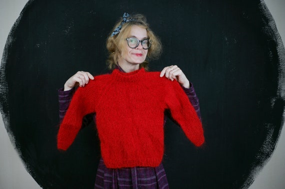 Mohair wool JUMPER pullover sweater red baby chil… - image 5