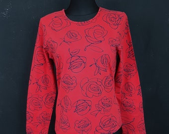00s Finnwear Oy Finkald rosas rojo TOP blusa dibujo minimalismo nórdico escandinavo minimalista regalo de Navidad San Valentín amor S