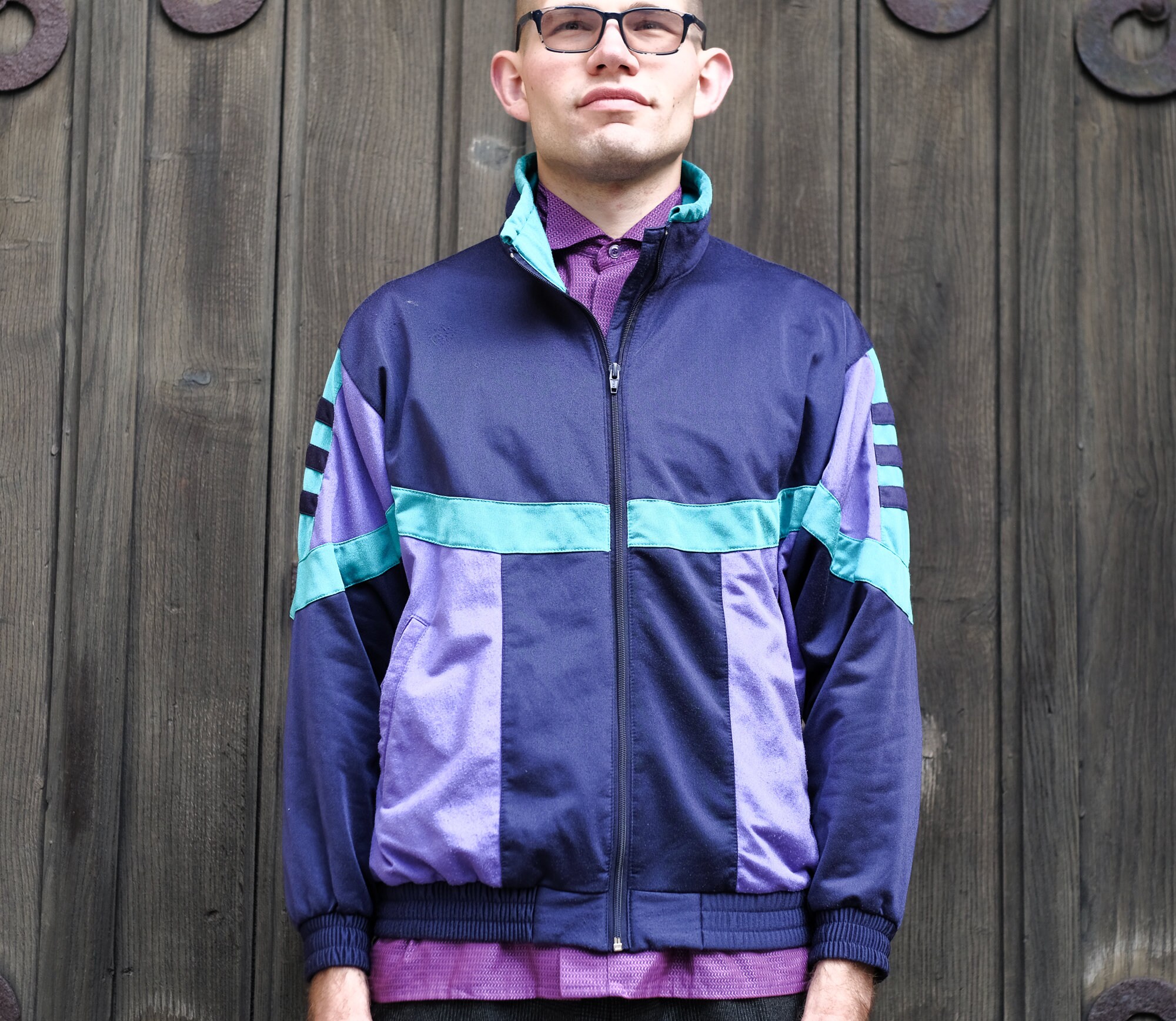 90s Challenge TRACKSUIT Purple Green Unisex Jacket Hipster Punk L