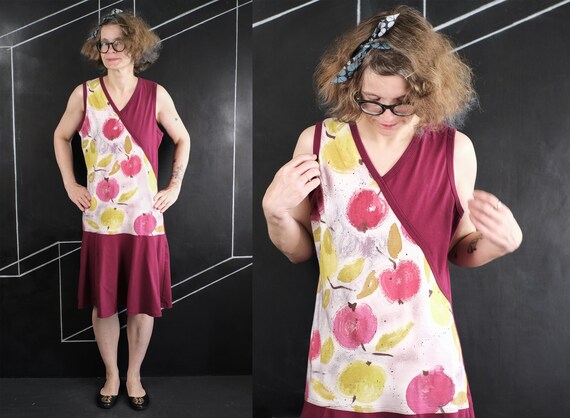 90s Finland DRESS Annukka red apple fruit vintage… - image 1